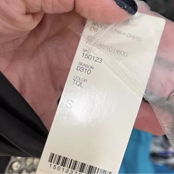 BEBE Brody Silk Embellished Colorblock Dress - Picture 2 of 3